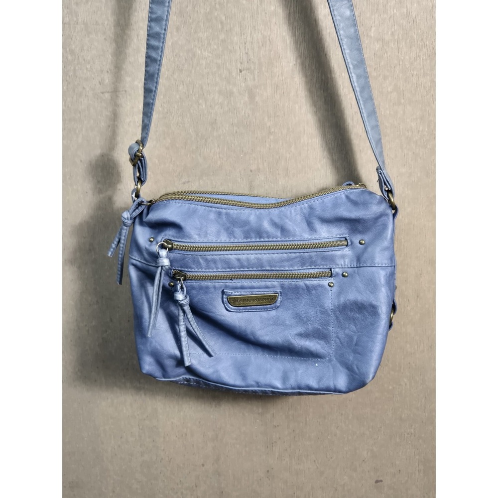 Stone Mountain USA Blue Crossbody Shoulder Bag Purse Multi Zip